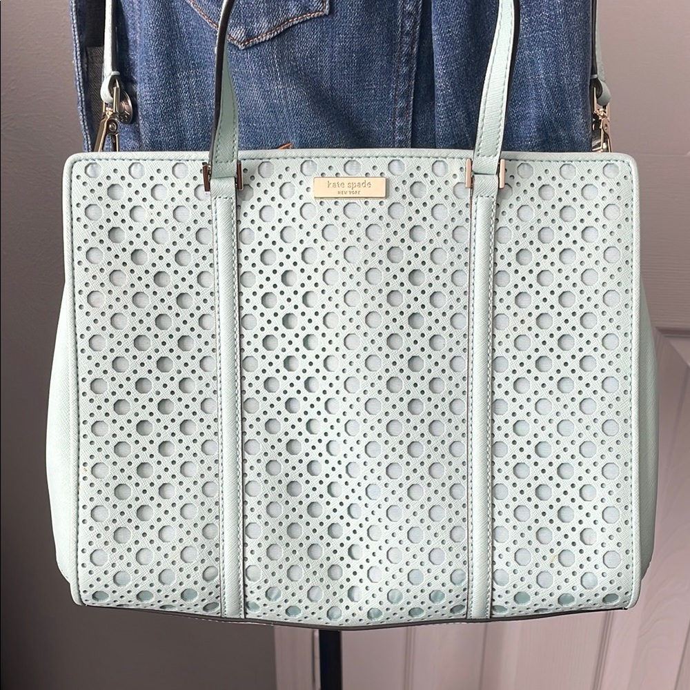 Kate Spade Pastel Aqua Blue Convertible Handbag - Picture 4 of 17
